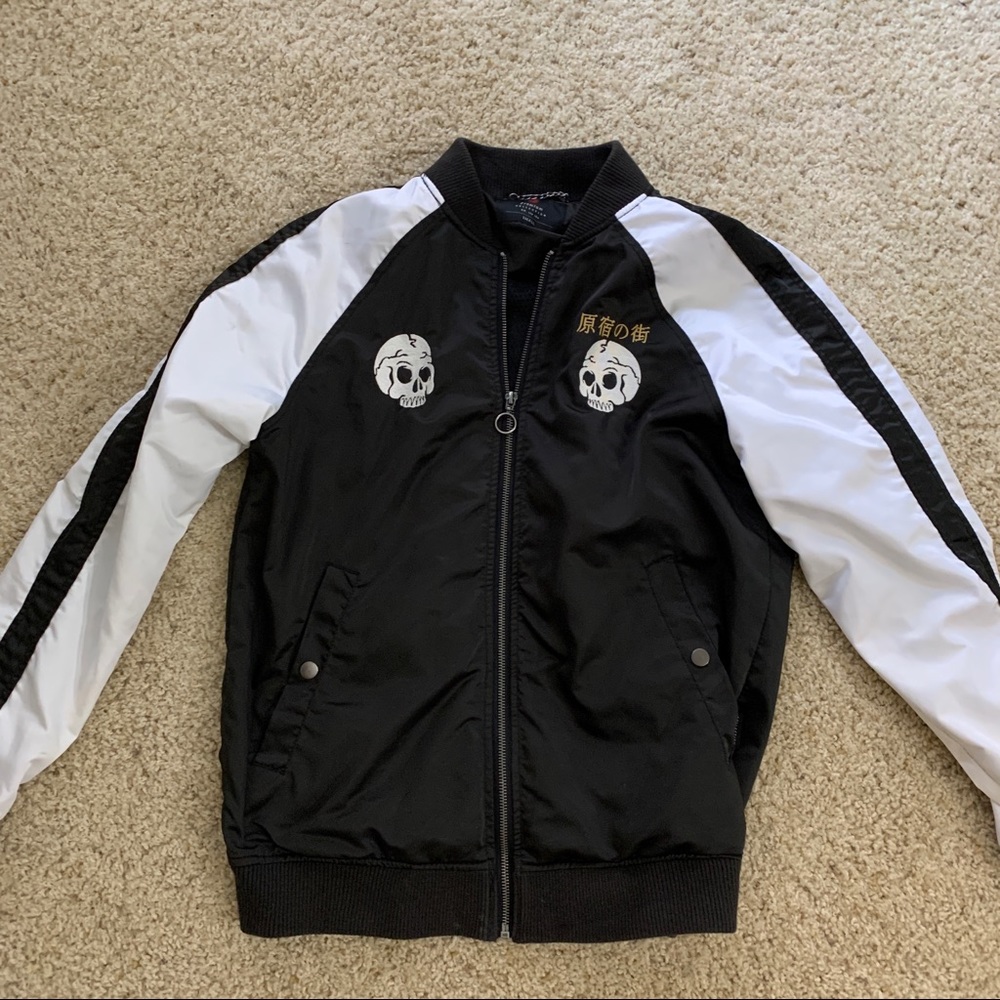 Embroidered Skull Bomber